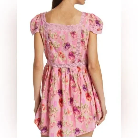 Nutmeg Dress LoveShackFancy floral pink mini dress size 8 - Picture 11 of 11